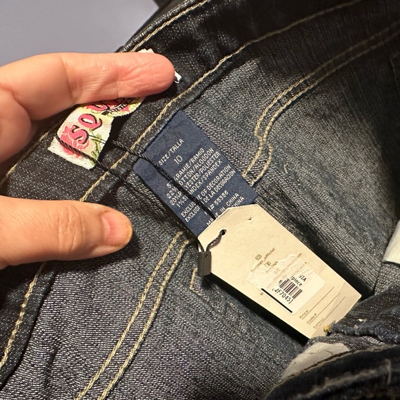 Girls size 10 embroidered embellishments peace sign butterfly stars - Picture 5 of 7